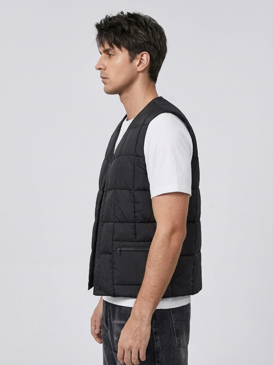 Men's Quilted Windproof Gilet with Front Zip