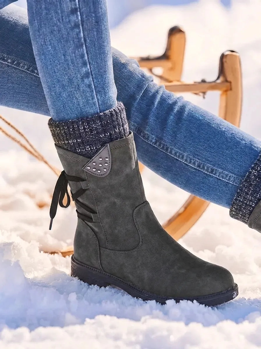 Women's Waterproof Mid-Calf Boots with Faux Fur Lining