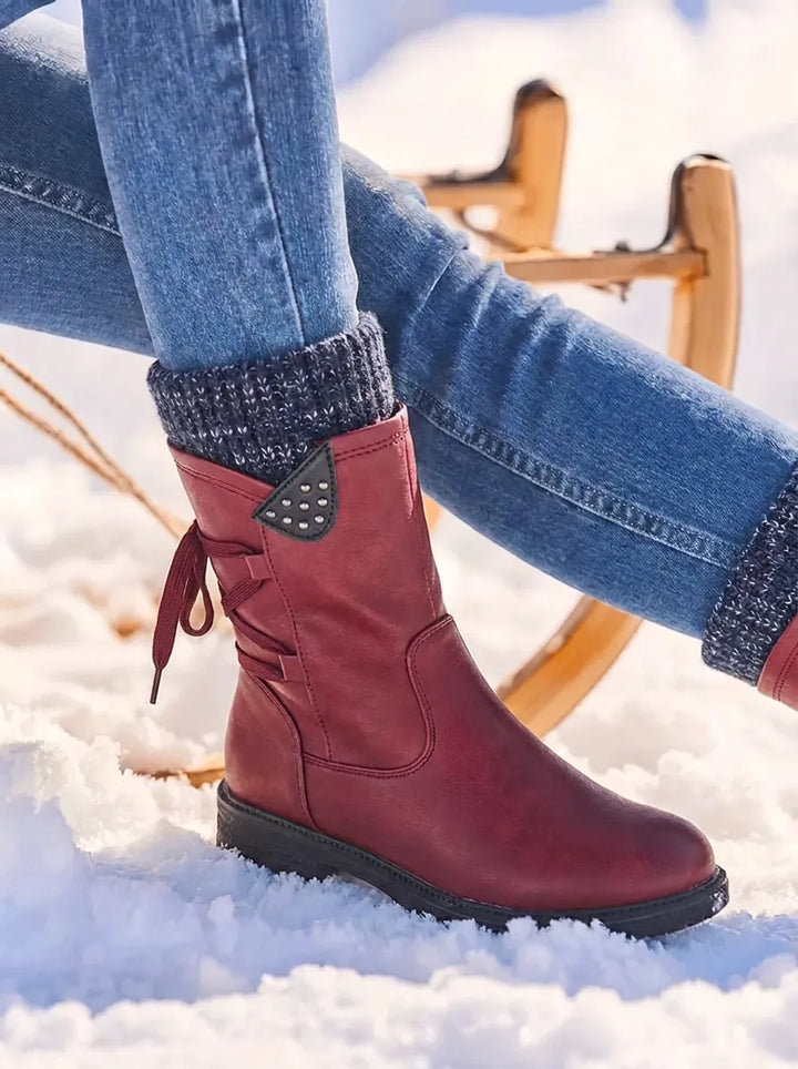 Women's Waterproof Mid-Calf Boots with Faux Fur Lining
