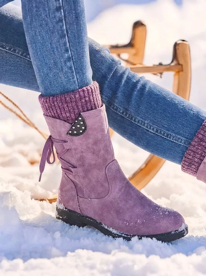 Women's Waterproof Mid-Calf Boots with Faux Fur Lining
