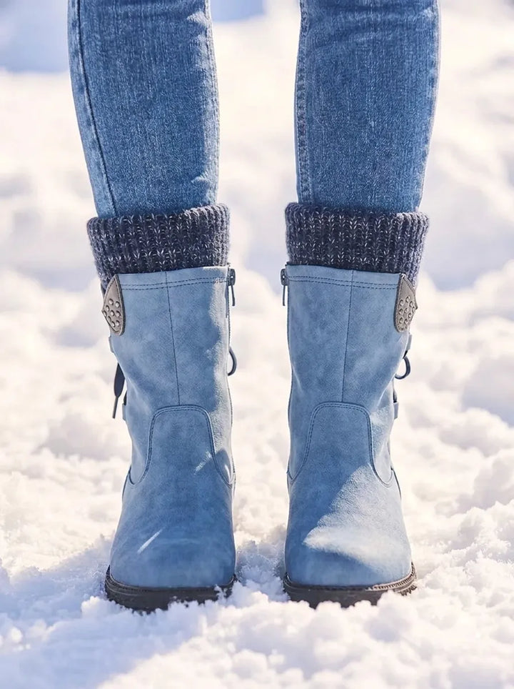 Women's Waterproof Mid-Calf Boots with Faux Fur Lining