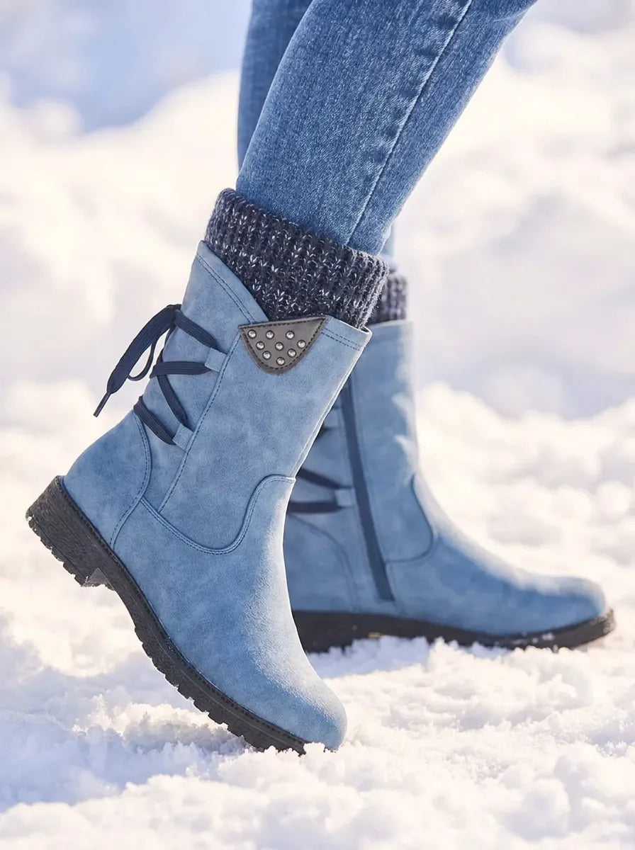 Women's Waterproof Mid-Calf Boots with Faux Fur Lining