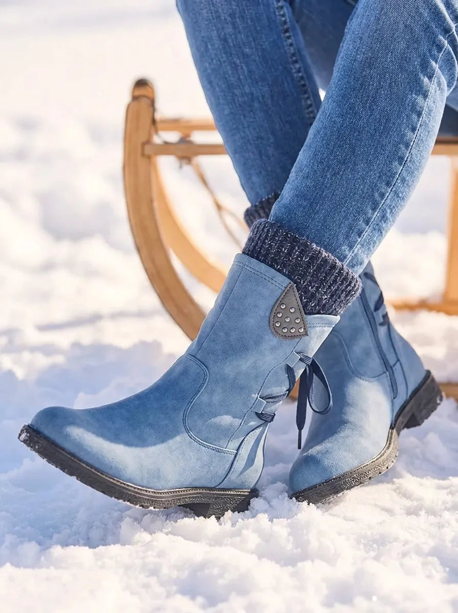 Women's Waterproof Mid-Calf Boots with Faux Fur Lining
