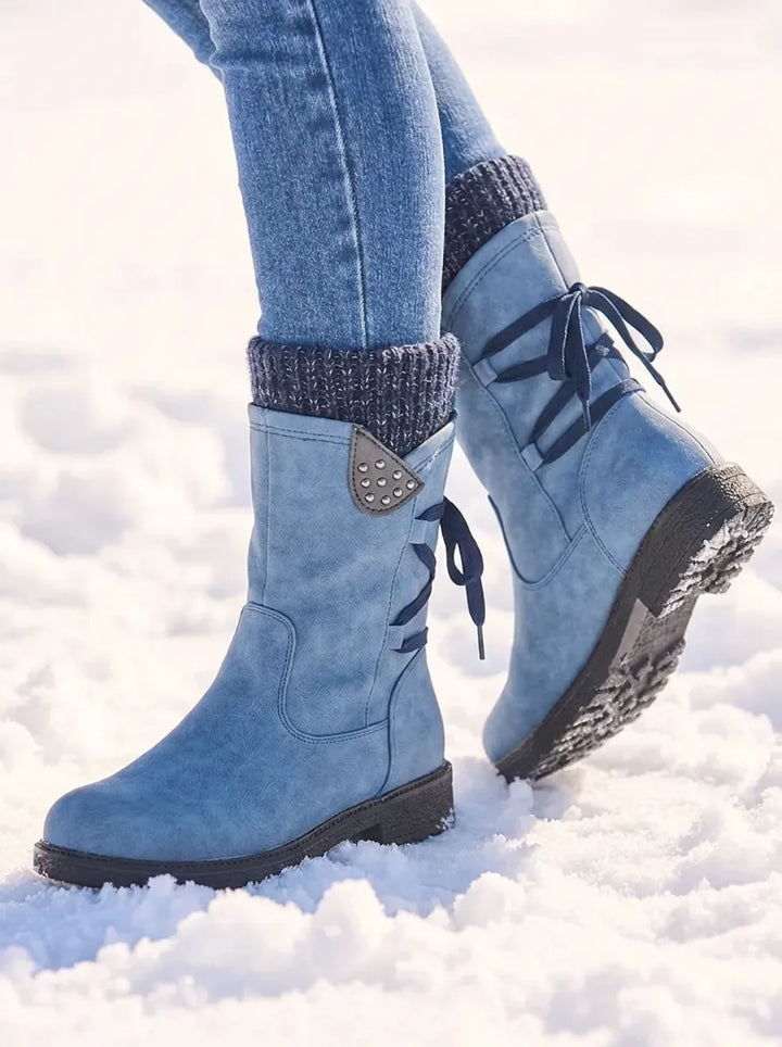 Women's Waterproof Mid-Calf Boots with Faux Fur Lining