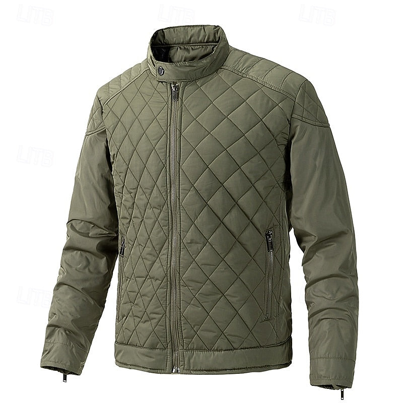 Veste pour homme matelassée en losanges, à col montant et poches zippées