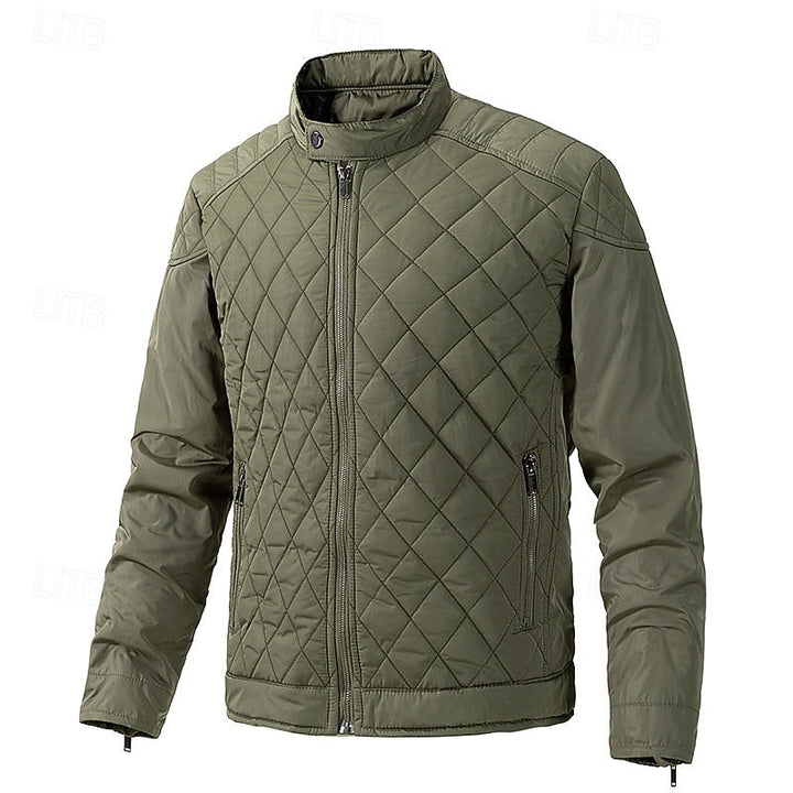 Veste pour homme matelassée en losanges, à col montant et poches zippées
