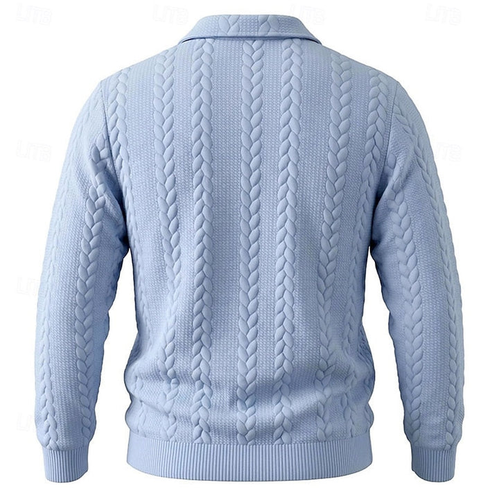 Men's Cable Knit Quarter-Zip Jumper with Collar