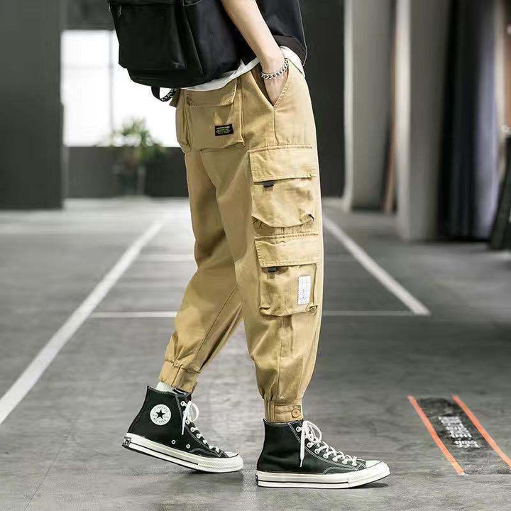 Men's Multi Pocket Cargo Trousers Tapered Fit