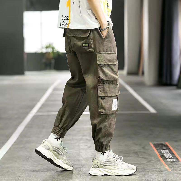 Men's Multi Pocket Cargo Trousers Tapered Fit
