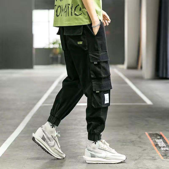 Men's Multi Pocket Cargo Trousers Tapered Fit