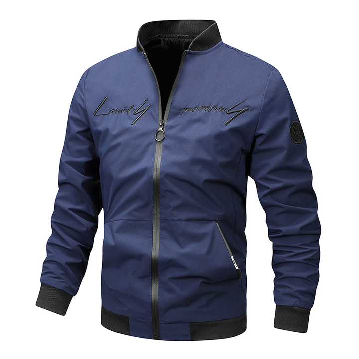 Men's Bomber Jacket with Stand Collar