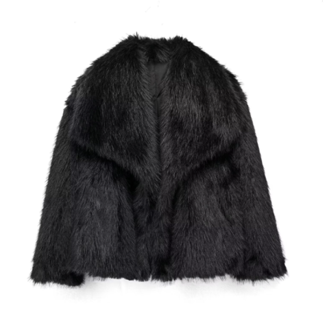 Women's Faux Fur Cropped Winter Jacket in Relaxed Fit