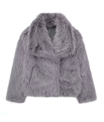 Women's Faux Fur Cropped Winter Jacket in Relaxed Fit