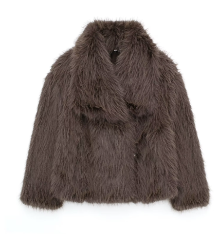 Women's Faux Fur Cropped Winter Jacket in Relaxed Fit