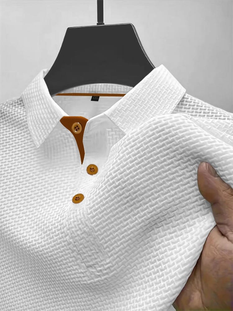 Textured Short Sleeve Polo Shirt