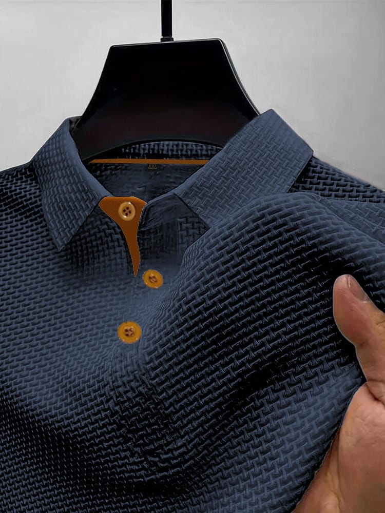 Textured Short Sleeve Polo Shirt