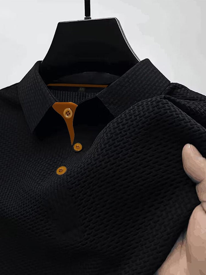 Textured Short Sleeve Polo Shirt