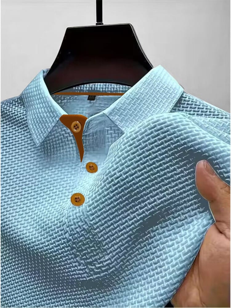 Textured Short Sleeve Polo Shirt