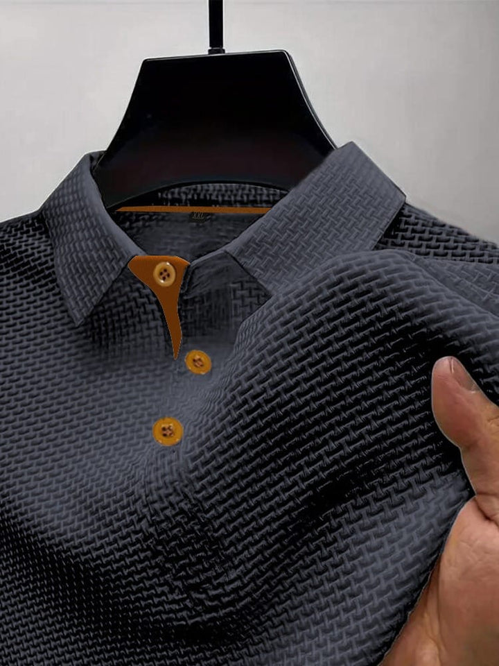Textured Short Sleeve Polo Shirt