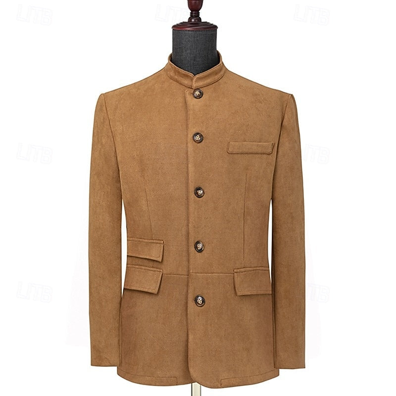 Men's Suede Stand Collar Jacket in Regular Fit