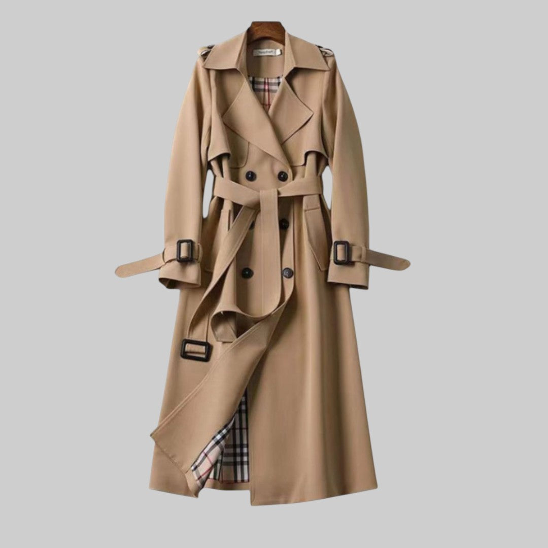Women's Double-Breasted Trench Coat with Belt