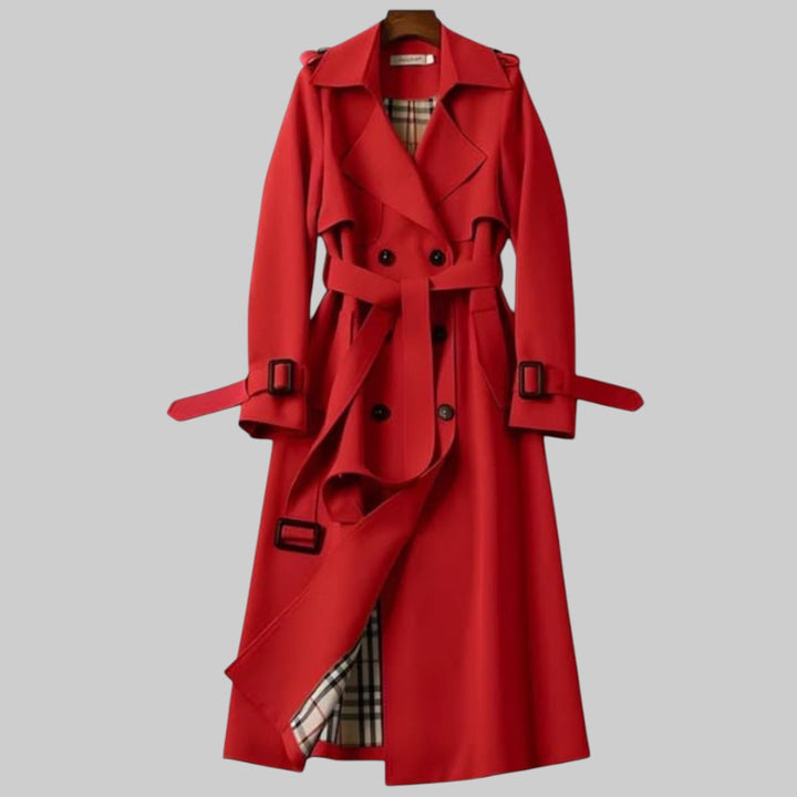 Women's Double-Breasted Trench Coat with Belt