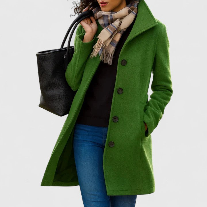 Women's Longline Button-Through Coat with Collar