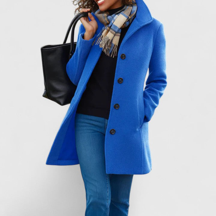 Women's Longline Button-Through Coat with Collar