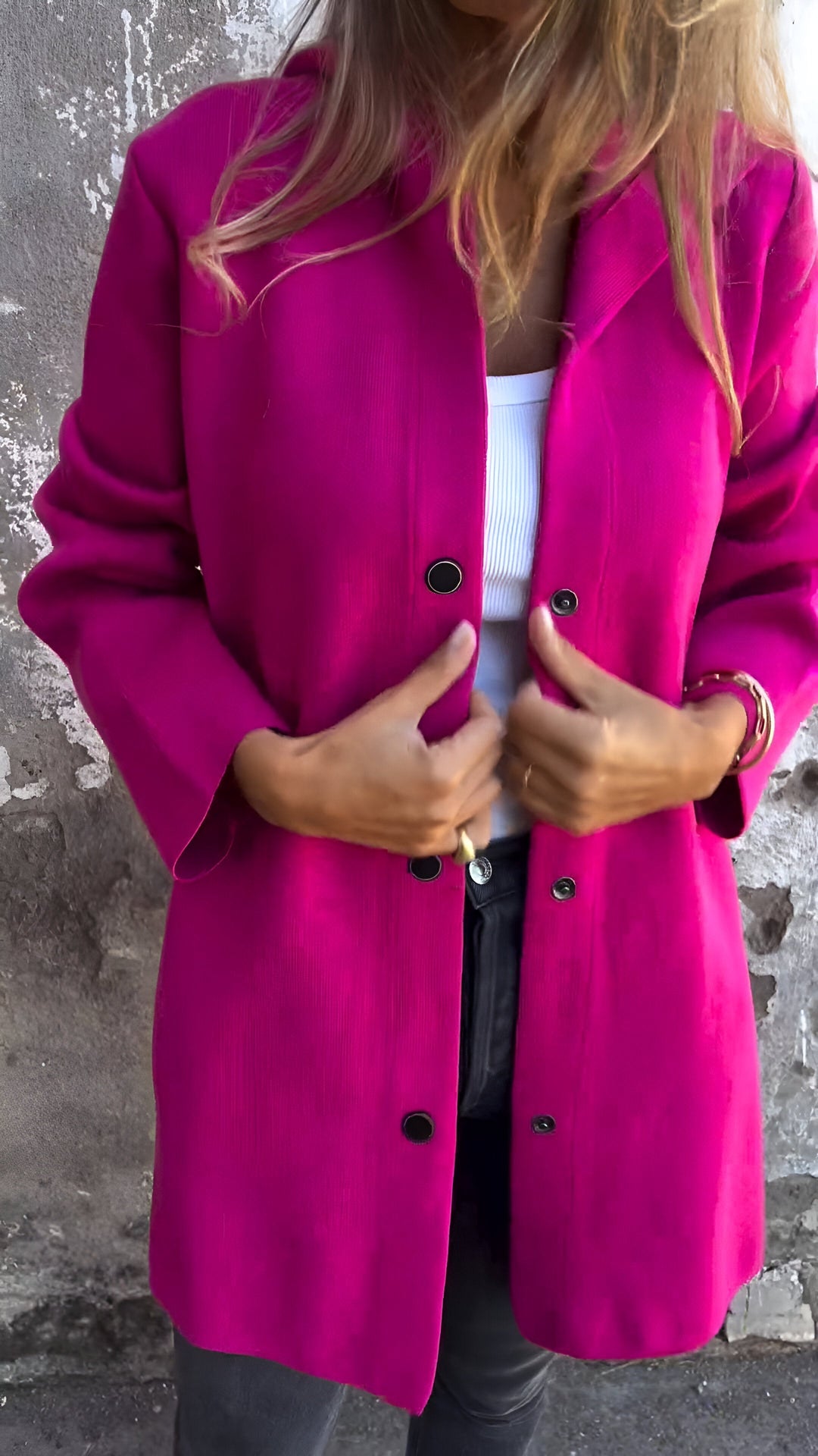 Women's Longline Hooded Jacket Single Breasted Relaxed Fit