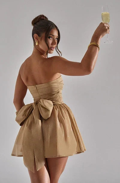 Women's Strapless Glitter Skater Dress