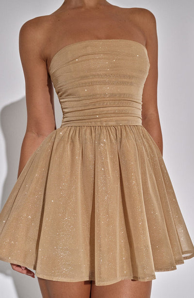 Women's Strapless Glitter Skater Dress