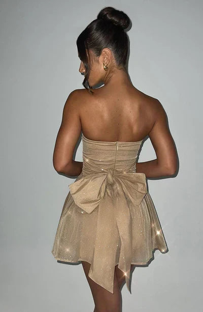 Women's Strapless Glitter Skater Dress