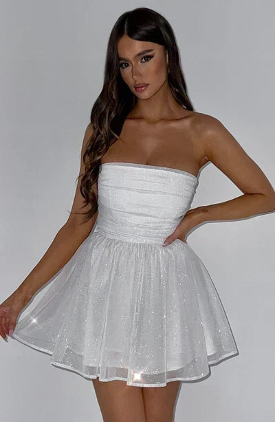 Women's Strapless Glitter Skater Dress