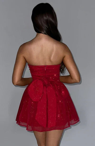Women's Strapless Glitter Skater Dress