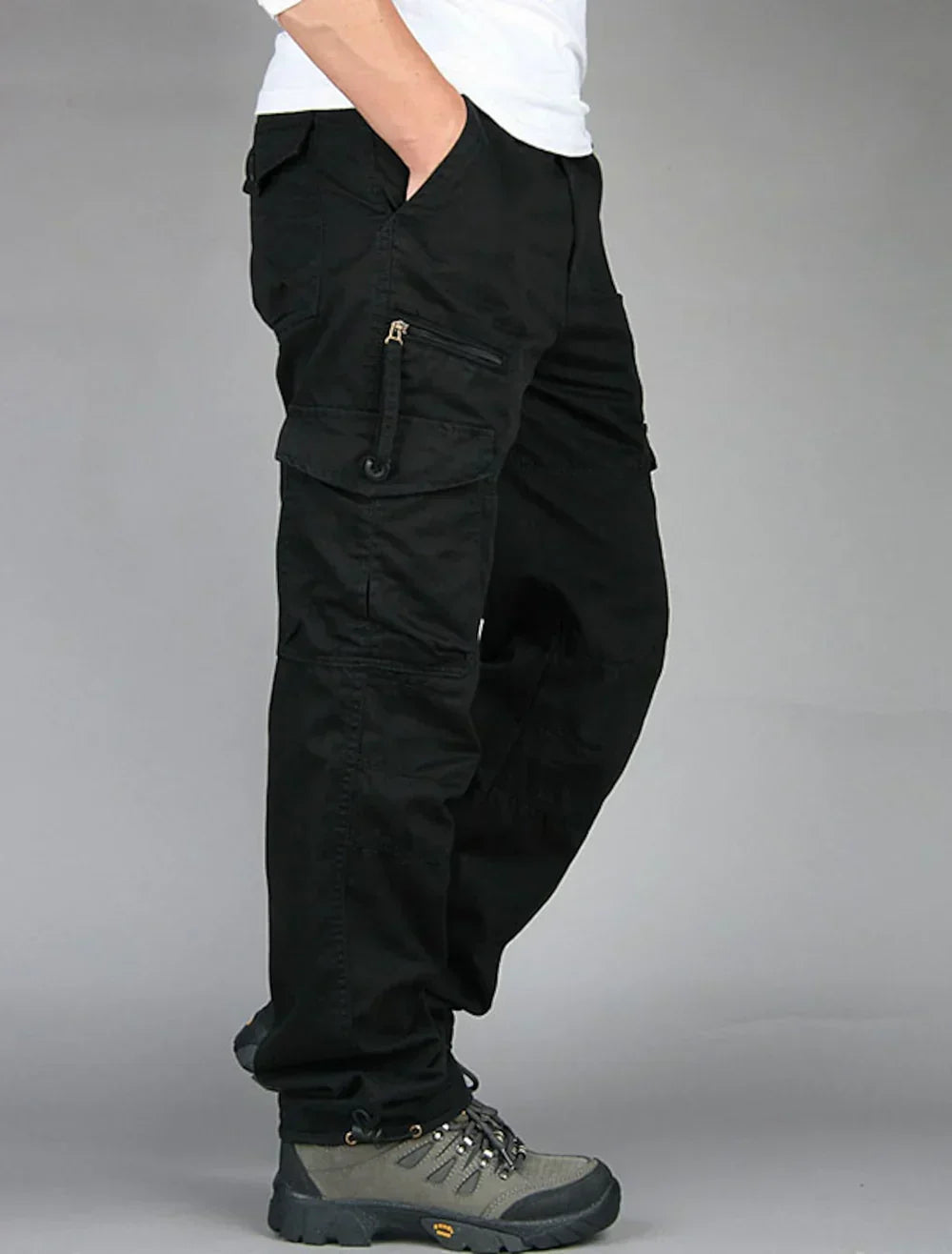 Men's Cargo Trousers with Zip Pocket Detail