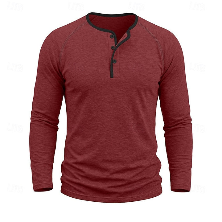 Men's Raglan Sleeve Henley with Contrast Trim