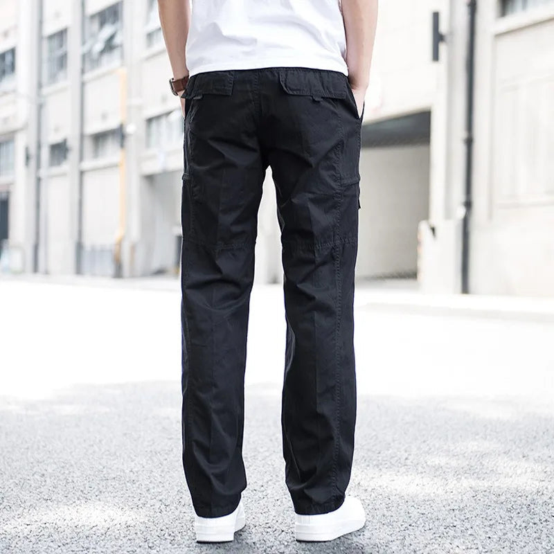 Men's Wide-Leg Cargo Trousers with Zip Pockets