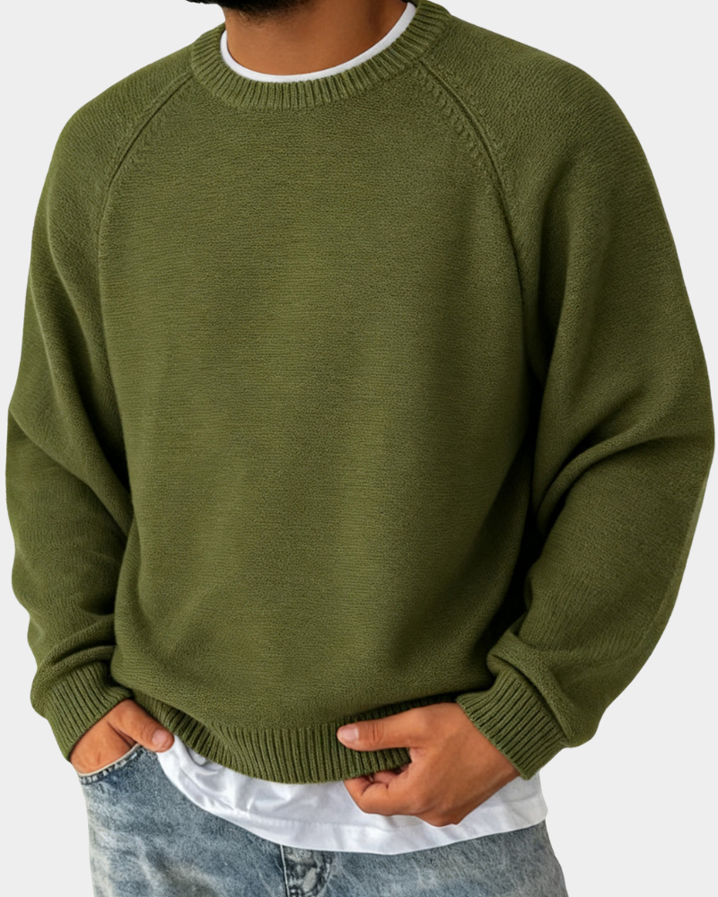 Men's Knitted Crew Neck Jumper in Relaxed Fit