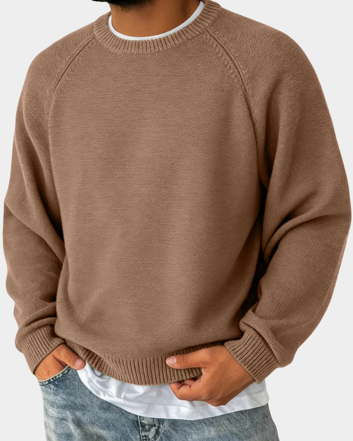 Men's Knitted Crew Neck Jumper in Relaxed Fit