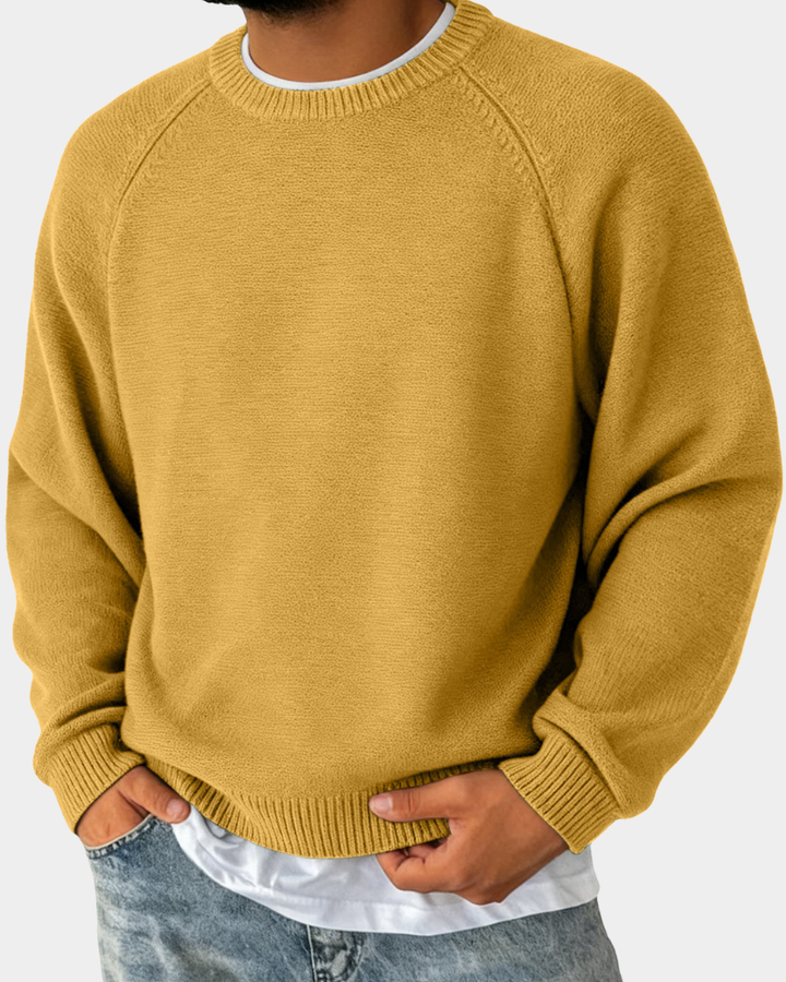 Men's Knitted Crew Neck Jumper in Relaxed Fit