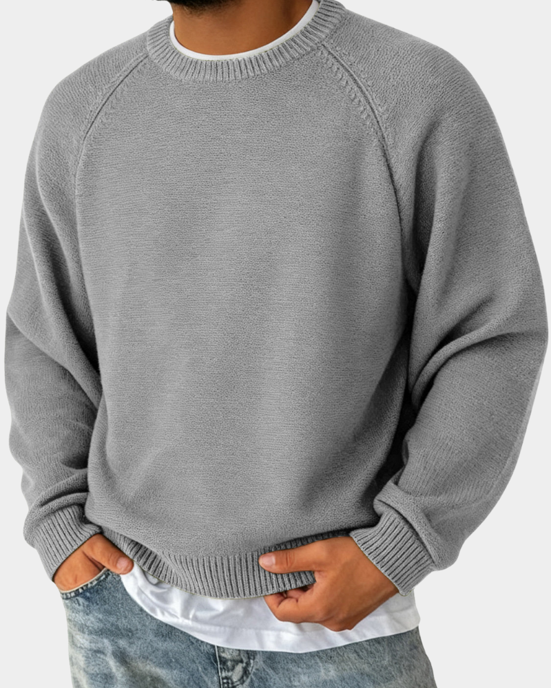 Men's Knitted Crew Neck Jumper in Relaxed Fit