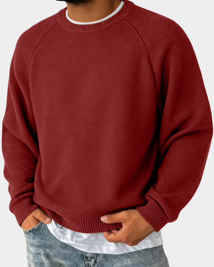 Men's Knitted Crew Neck Jumper in Relaxed Fit
