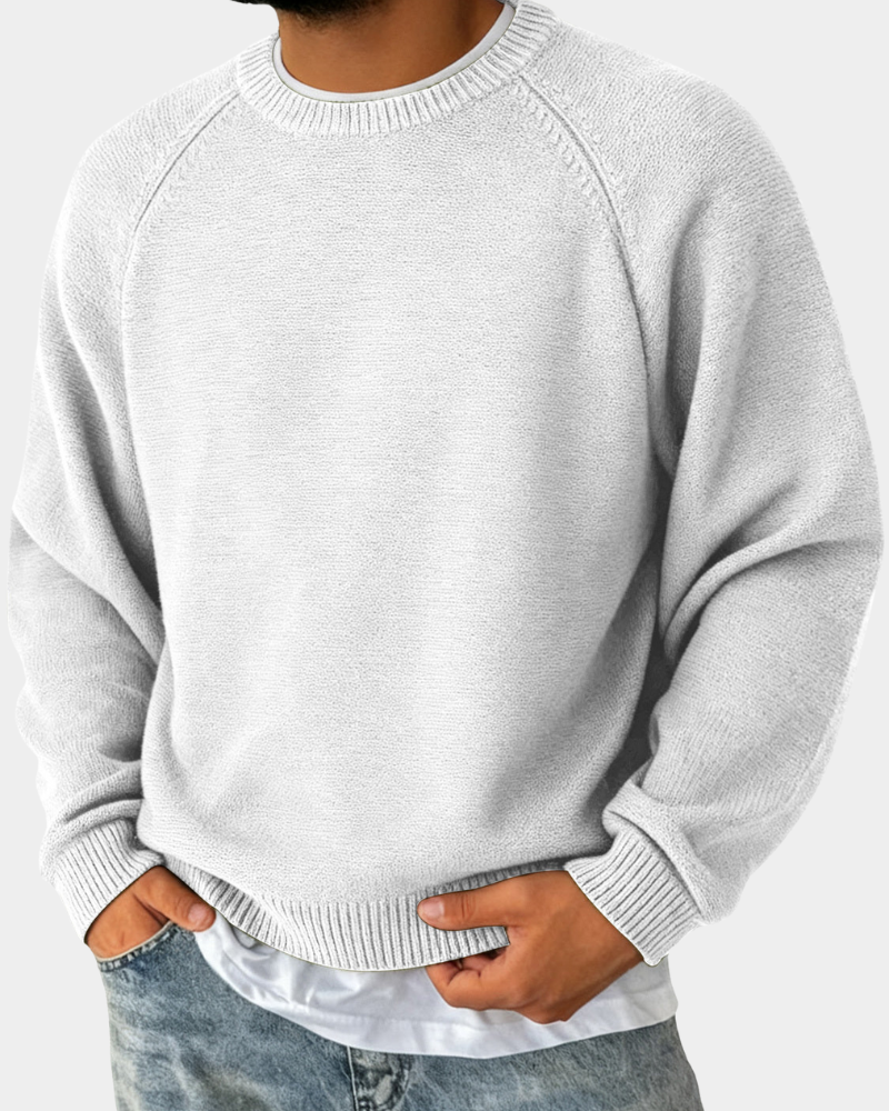 Men's Knitted Crew Neck Jumper in Relaxed Fit