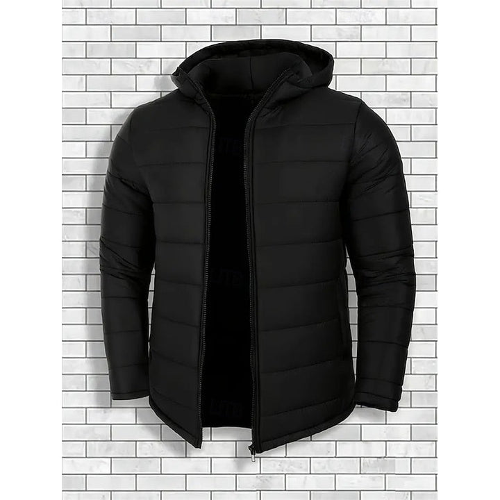 Men's Quilted Hooded Puffer Jacket with Lightweight Insulation