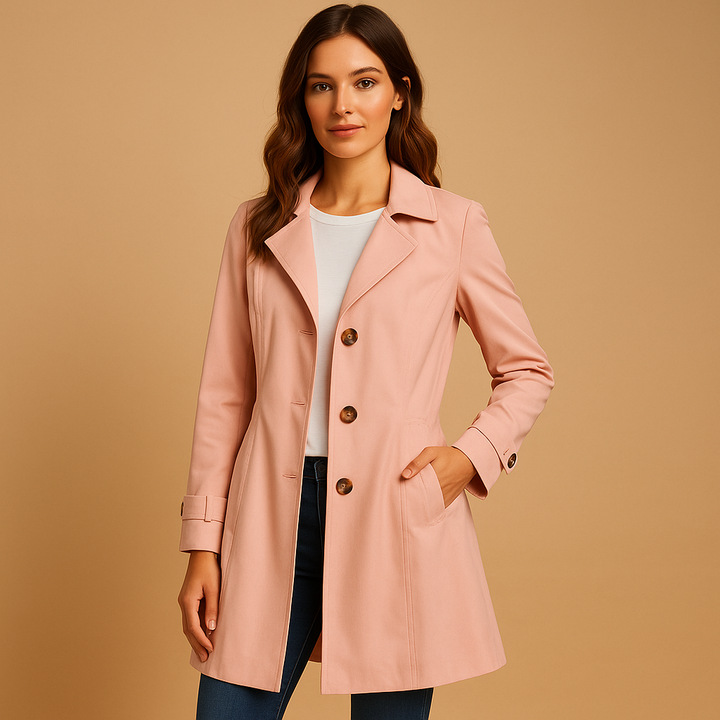Women's Single-Breasted Coat with Notch Lapel