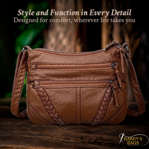Women's Crossbody Bag with Woven Trim Detail