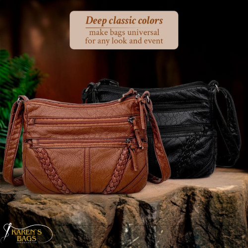 Women's Crossbody Bag with Woven Trim Detail
