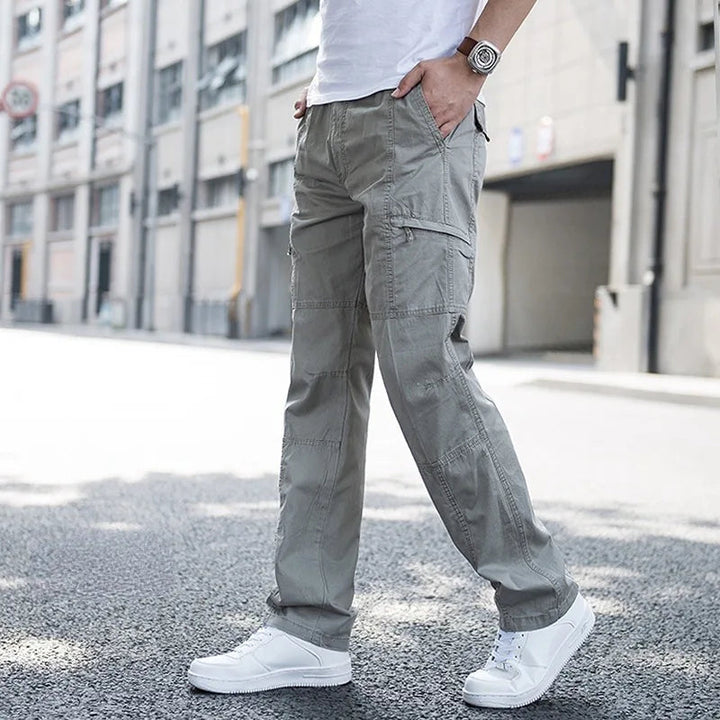 Men's Wide-Leg Cargo Trousers with Zip Pockets