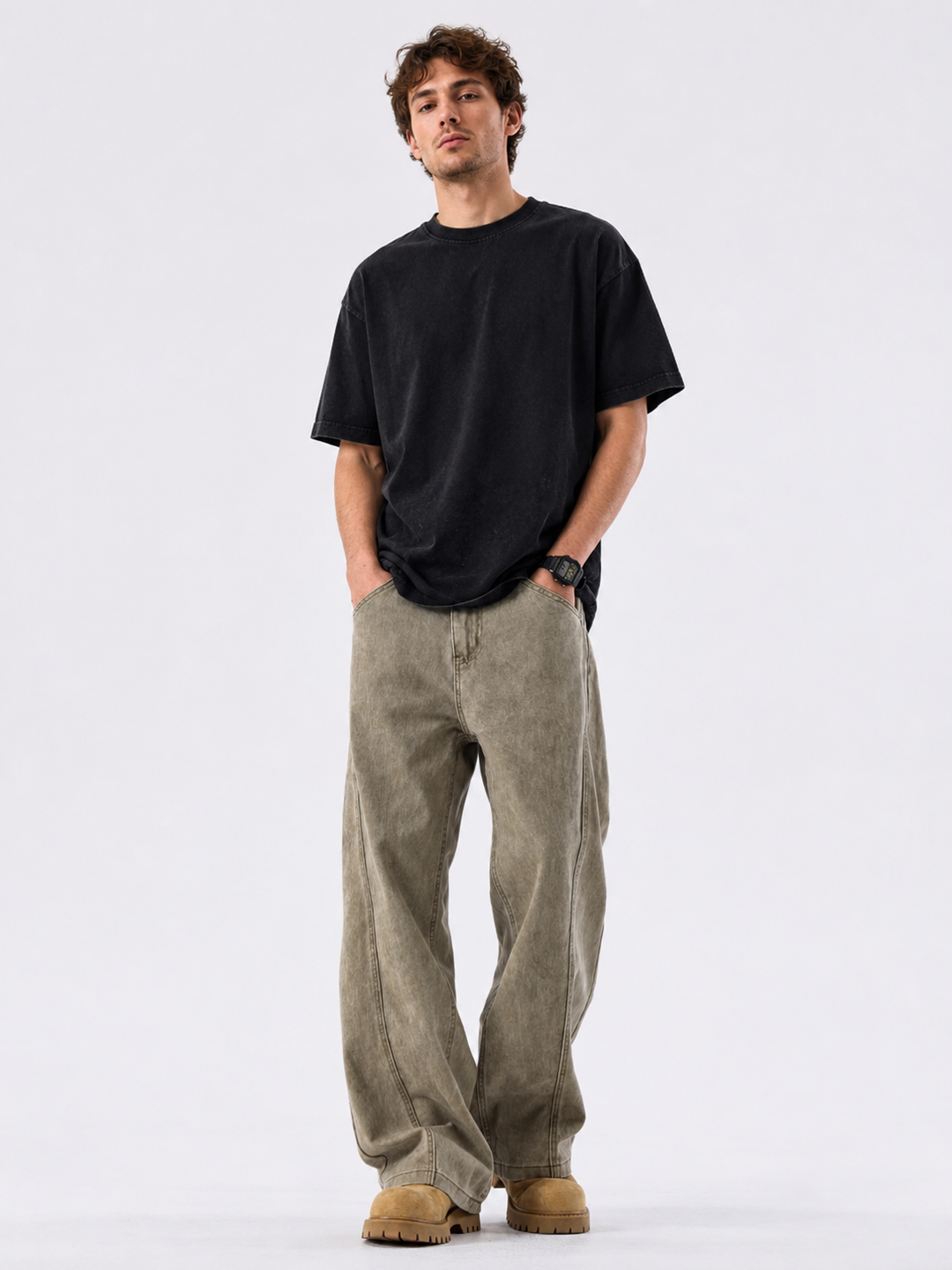 Men's Relaxed Fit Wide-Leg Baggy Jeans