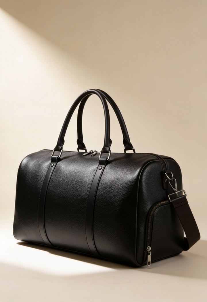 Men's Leather Holdall Weekend Bag with Shoulder Strap